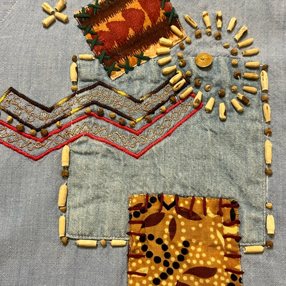 Boho Patchwork Embroidered Beaded Shirt Casey & M… - image 4